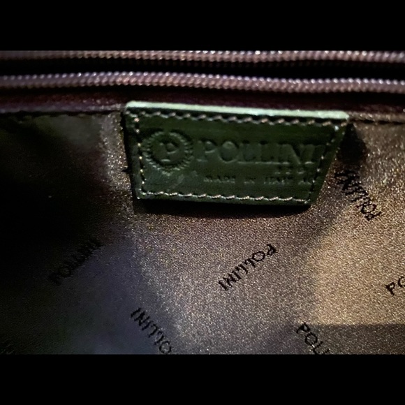 Pollini Italian dark green large leather clutch - Picture 2 of 7